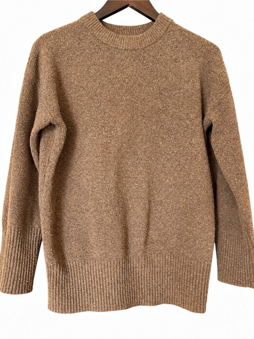 a new day Airy-Knit Crewneck Pullover Sweater Brown Small